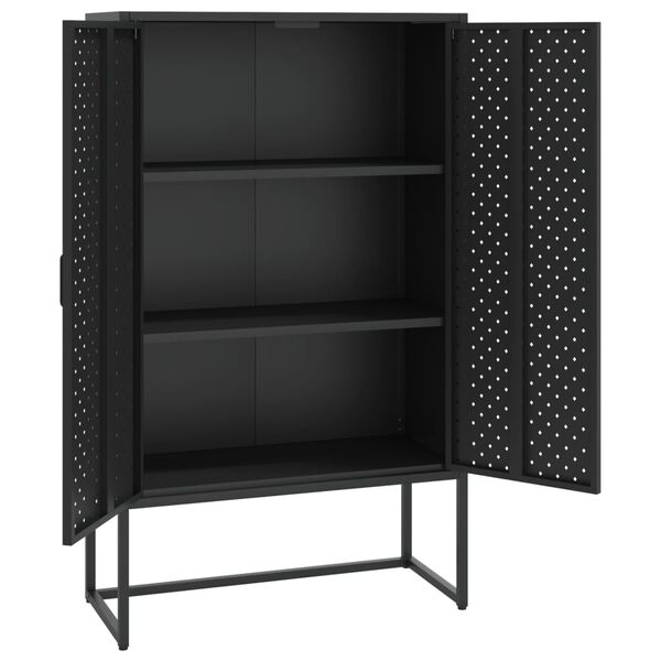 vidaXL Credenza Alta Nera 80x35x135 cm in Acciaio