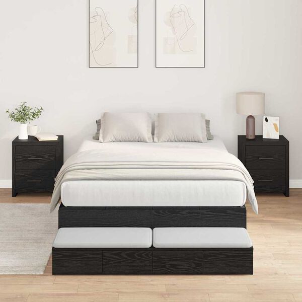 vidaXL Struttura letto con contenitore con cassetto Rovere Nero 120 cm