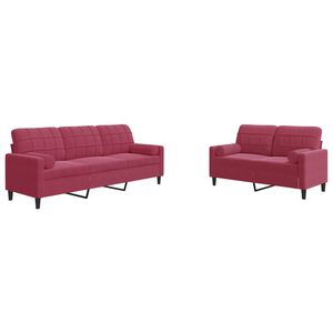 vidaXL Set di Divani 2 pz con Cuscini e Rinforzi Rosso Vino in Velluto