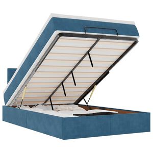 vidaXL Pouf Letto con Materasso e LED Blu Scuro 120x190cm in Velluto