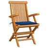 vidaXL Sedie da Giardino con Cuscini Blu Reale 3pz Legno Massello Teak