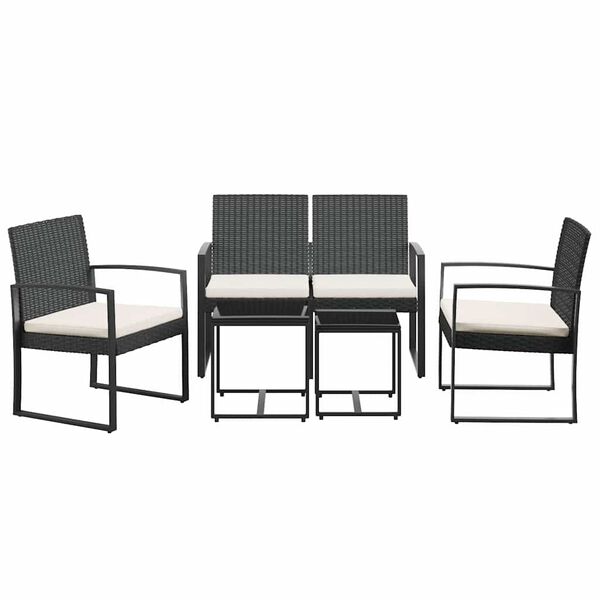 vidaXL Set da Pranzo da Giardino 5 pz Nero con Cuscini in Rattan PP