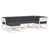 vidaXL Set Divani Giardino 6pz con Cuscini Bianco Legno Massello Pino