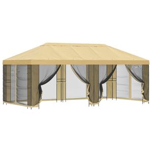 vidaXL Gazebo da giardino con pareti laterali 6 x 3 m Crema
