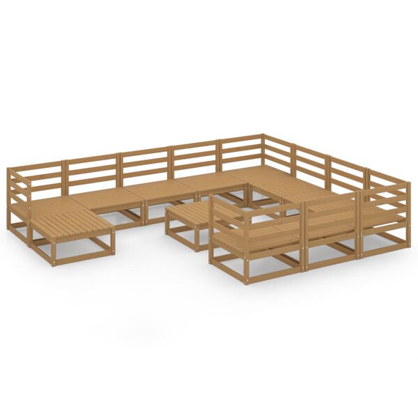 vidaXL Set Divani da Giardino 12 pz in Legno Massello di Pino