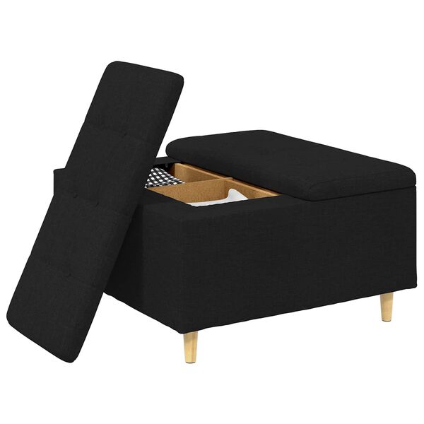 vidaXL Pouf contenitore con cuscino Nero 80 x 80 x 45 cm Tessuto