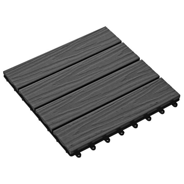 vidaXL Piastrella per Decking Design 3D 11 pcs Nero 30 x 30 cm WPC