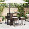 vidaXL Set Bar da Giardino 5 pz con Cuscini in Polyrattan Marrone