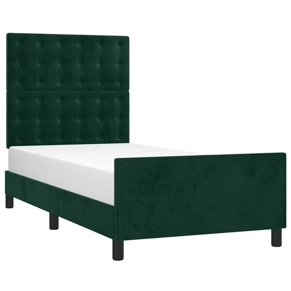 vidaXL Giroletto senza Materasso Verde Scuro 90x200 cm in Velluto