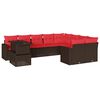 vidaXL Set Divani da Giardino 10 pz con Cuscini Marrone in Polyrattan