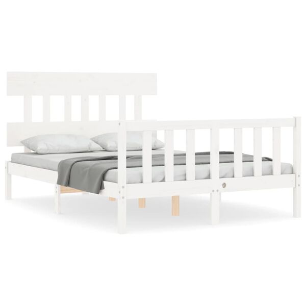 vidaXL Letto senza Materasso Bianco 140x190 cm Legno Massello di Pino