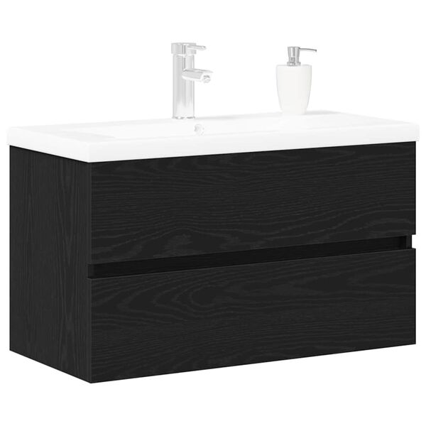 vidaXL Mobile lavabo Rovere nero 80 x 39 x 62 cm Legno multistrato