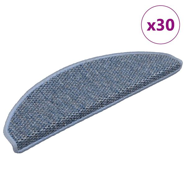 vidaXL Tappeti Autoadesivi per Scale Aspetto Sisal 30pz 65x21x4 cm Blu