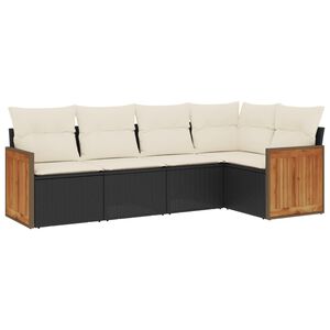 vidaXL Set Divani da Giardino 5 pz con Cuscini in Polyrattan Nero