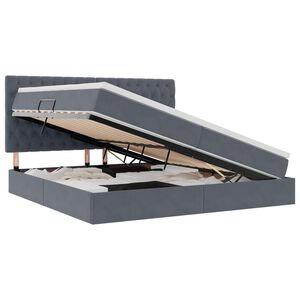 vidaXL Letto con contenitore e LED Grigio scuro 200 x 200 cm Velluto
