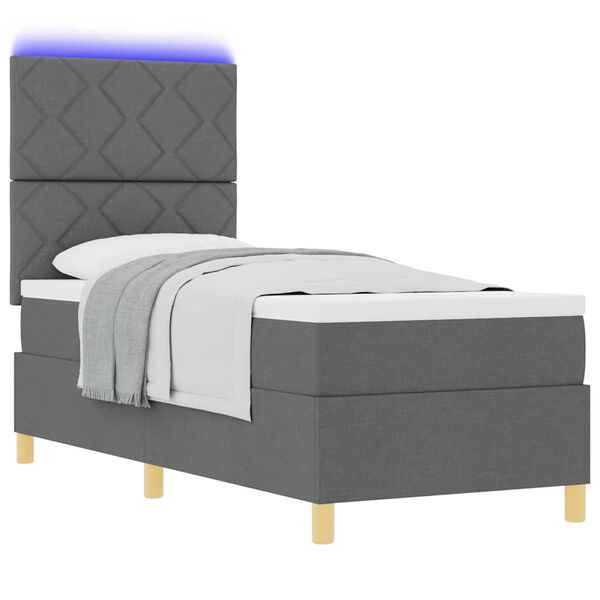 vidaXL Letto a Sorgente LED Grigio scuro 80 x 200 cm Tessuto