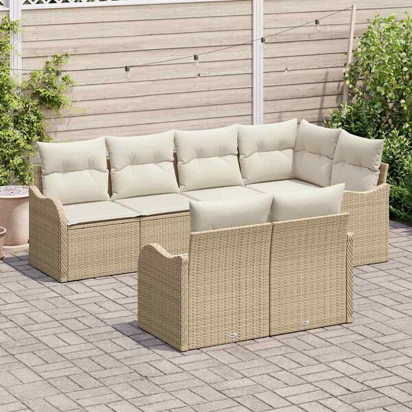 vidaXL Set Divano da Giardino Beige polyrattan