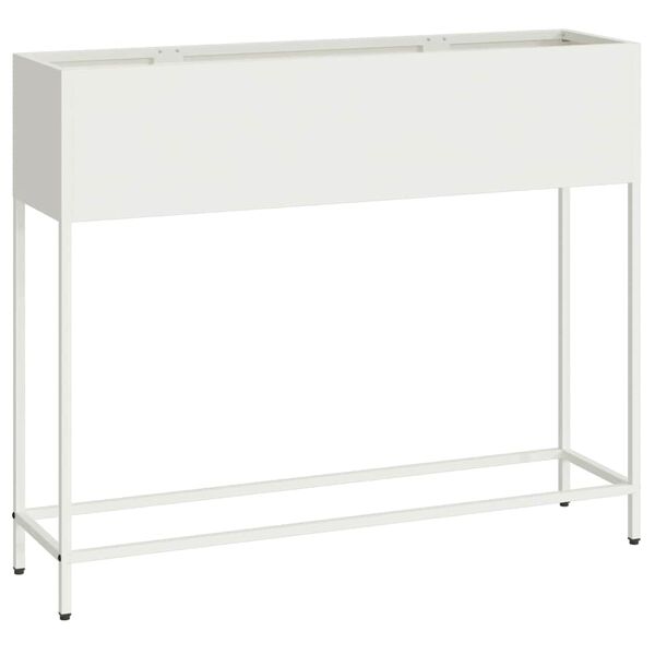 vidaXL Vaso da Giardino Rialzato Bianco 100 x 26 x 82 cm Acciaio