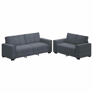 vidaXL Set di Divani 2 pz con Cuscini Grigio Scuro in Velluto