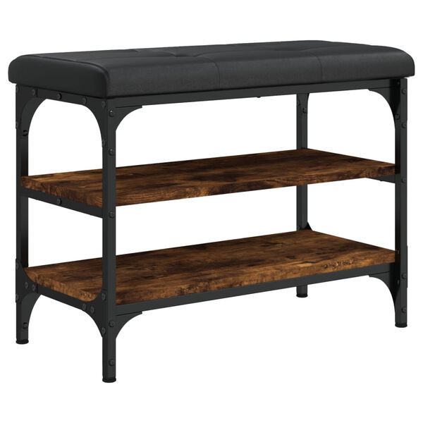 vidaXL Panca Porta Scarpe Rovere Fumo 62x32x47 cm in Legno Multistrato