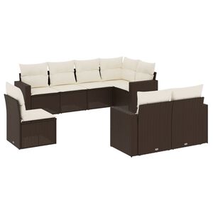 vidaXL Set Divani da Giardino 8 pz con Cuscini Marrone in Polyrattan