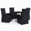 vidaXL Set da Pranzo da Giardino 5 pz con Cuscini Nero