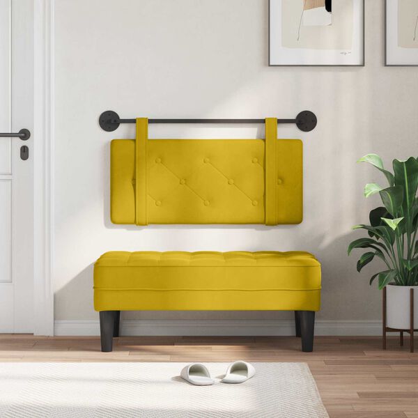 vidaXL Testata appesa Giallo 100 x 55 x 5 cm Velluto