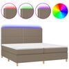 vidaXL Letto a Molle Materasso e LED tortora 200x200cm in Tessuto