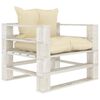vidaXL Poltrona da Giardino Pallet con Cuscini Crema in Legno