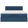 vidaXL Struttura Letto Pouf con Materasso Blu 140x200cm in Tessuto