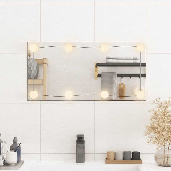 vidaXL Specchio da Parete con Luci LED 30x60 cm Vetro Rettangolare