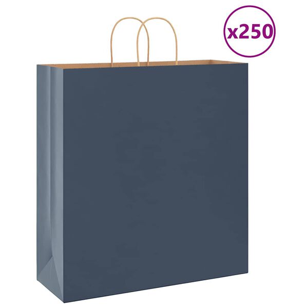 vidaXL Sacchetti di Carta 250 pz con Manici Blu 45x17x48 cm