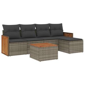 vidaXL Set Divano da Giardino 6 pz con Cuscini Grigio in Polyrattan