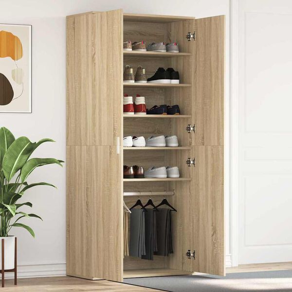 vidaXL Mobile per scarpe con porta Rovere Sonoma 80 x 39 x 178 cm