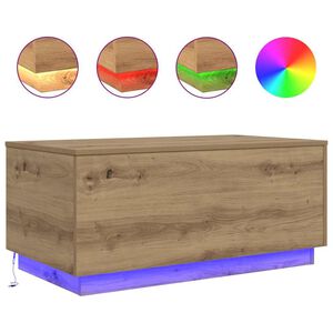 vidaXL Tavolino da Salotto con Luci LED Rovere Artigianale 90x50x40 cm