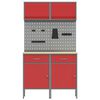 vidaXL Set di mobili da lavoro con cassetto con blocco 6 pcs Rosso