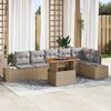 vidaXL Set Divano da Giardino 7 pcs Beige Poly Rattan