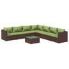 vidaXL Set Divani da Giardino 8 pz con Cuscini in Polyrattan Marrone
