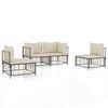 vidaXL Set Divani da Giardino 4 pz con Cuscini Antracite in Polyrattan