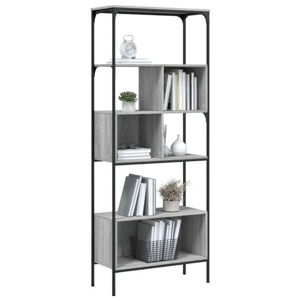 vidaXL Libreria 5Ripiani Grigio Sonoma 76x33x188,5cm Legno Multistrato