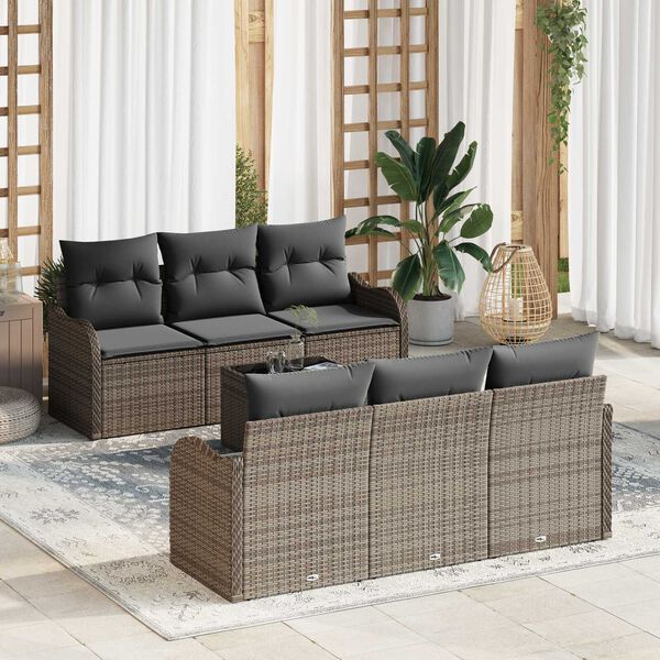 vidaXL Set Divano da Giardino Grigio 55 x 55 x 37 cm polyrattan