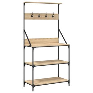 vidaXL Scaffale Cucina Ganci 4 Ripiani Rovere Sonoma Legno Multistrato