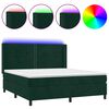 vidaXL Letto a Molle con Materasso e LED Verde Scuro 180x200cm Velluto