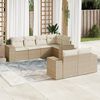 vidaXL Set Divani da Giardino 7 pz con Cuscini Beige in Polyrattan