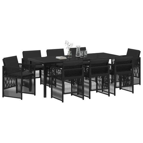 vidaXL Set da Pranzo per Giardino 9 pcs Nero