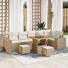 vidaXL Set Divano da Giardino con cuscino 9 pcs Beige polyrattan