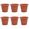 vidaXL Vasi per Piante 6 pz Rosso Mattone &Oslash; 34 x 28 cm Plastica