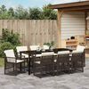 vidaXL Set da Pranzo per Giardino 9 pcs Marrone polyrattan