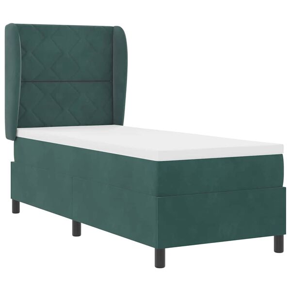 vidaXL Letto a molle con materasso Verde Scuro 200 x 80 cm Poliestere