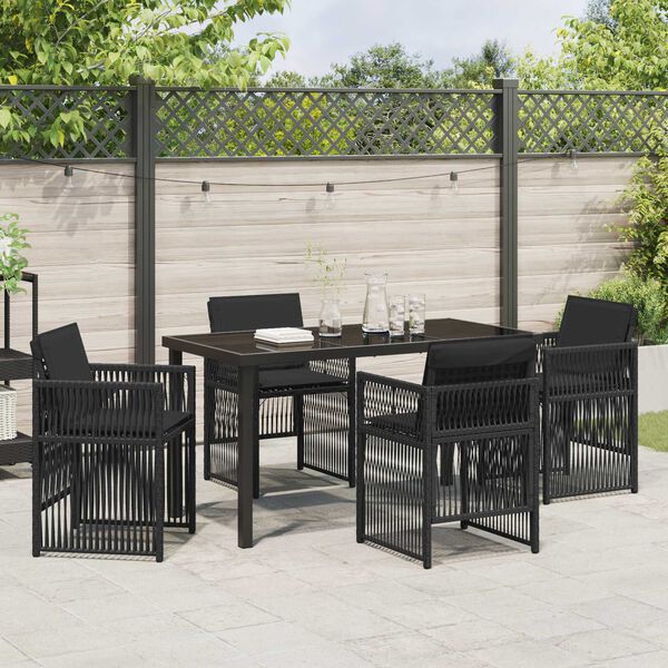 vidaXL Set da Pranzo per Giardino 5 pcs Nero Poly Rattan
